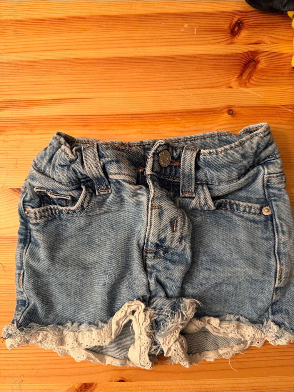 Cat & Jack Light Blue Denim Shorts with Lace Trim 2T